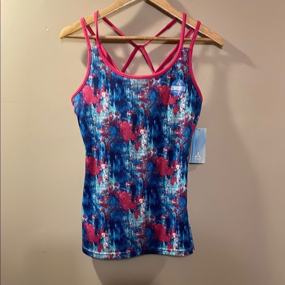 NWT Aspire Women's Blue and Pink Strappy Top